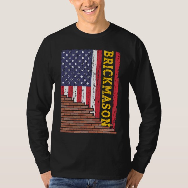Brick Mason Bricklayer Mauerwerk Bau US Fla T-Shirt (Vorderseite)