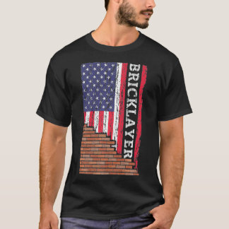 Brick Mason Bricklayer Mauerwerk Vater US Flag Ges T-Shirt