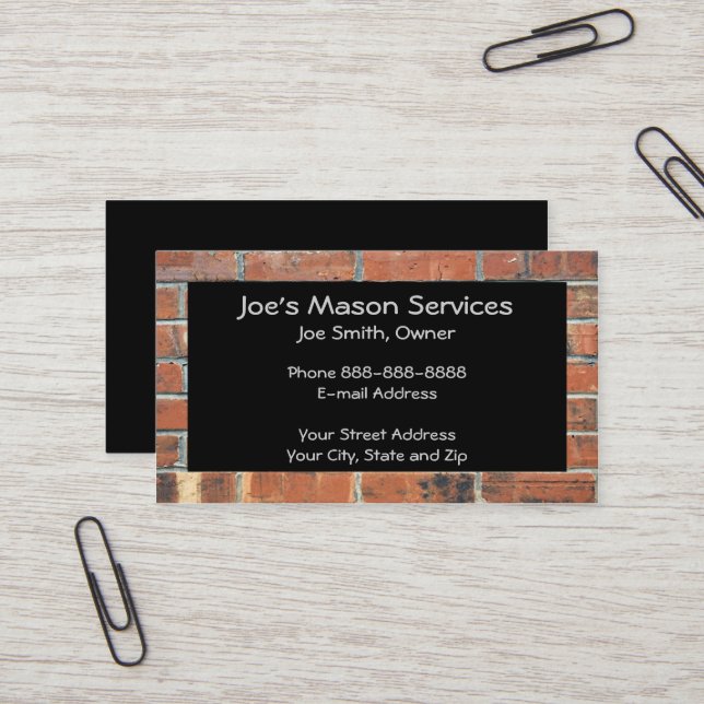 Brick Mason Masonry Business Card Visitenkarte (Vorderseite/Rückseite Beispiel)