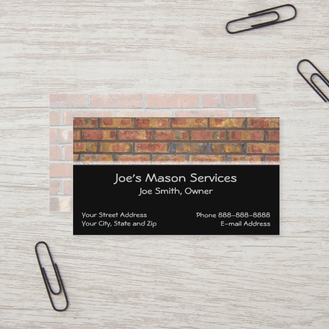 Brick Mason Masonry Business Card Visitenkarte (Vorderseite/Rückseite Beispiel)
