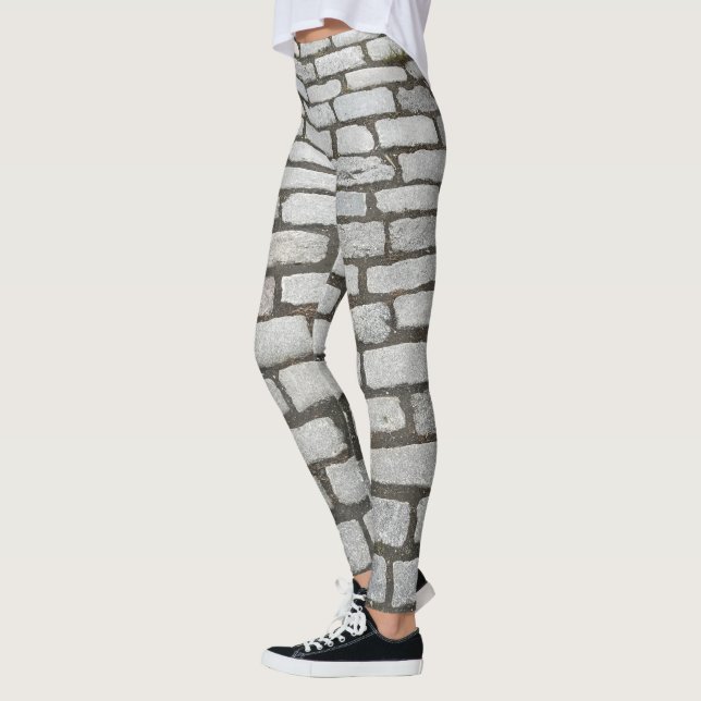 Brick Pattern Cobblestone Street Pathway Sidewalk Leggings (Links)