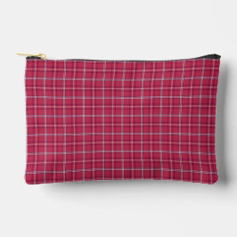 Brick Red and Soft Peach Plaid Zubehörtasche