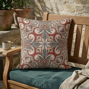 Brick Red Aquamarin Gray Blue Taupe Kaleidoskop Ku Kissen