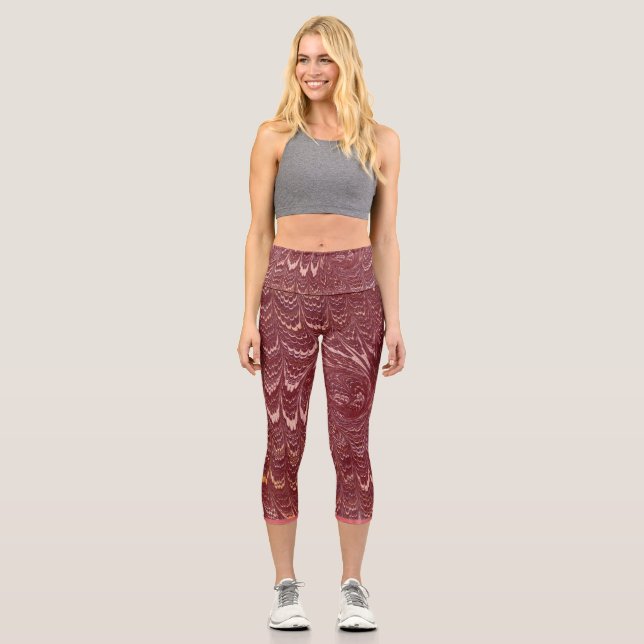 brick red marble print capri leggings (Vorderseite)