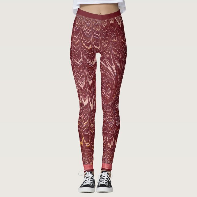 brick red marble print leggings (Vorderseite)