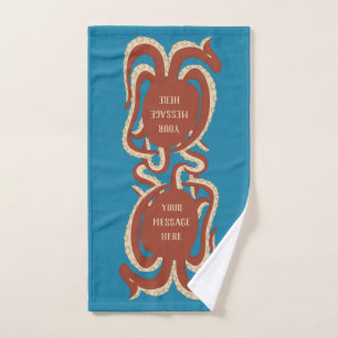 Brick Red Octopus Ihre Nachricht Grafik Handtuch