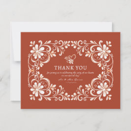 Brick Red Shabby Chic Thank You Card Dankeskarte