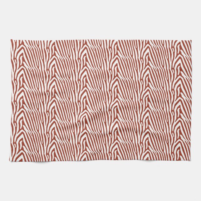 BRICK RED ZEBRA STRIPES GESCHIRRTUCH (Horizontal)
