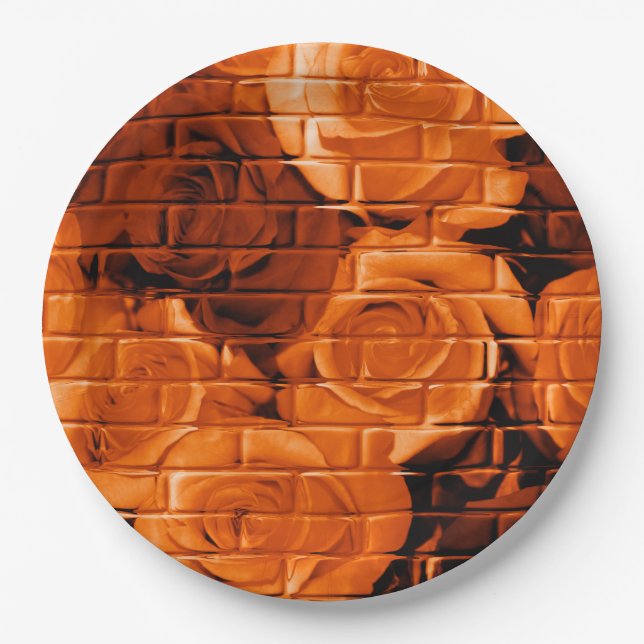 Brick-Rose 08 Orange-Paper Party Teller (Vorderseite)