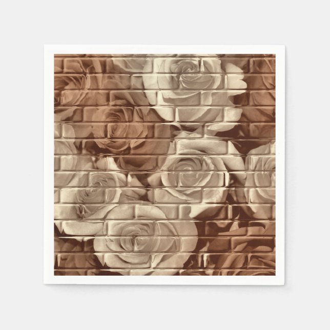 Brick Rose 13 Brown-Paper Cocktail Napkins Serviette (Vorderseite)