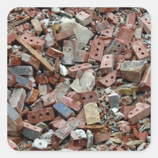 Brick Rubble Quadratischer Aufkleber (Vorderseite)