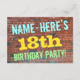 Brick Wall Graffiti  18. Geburtstag + Name Einladung