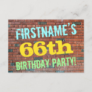 Brick Wall Graffiti  66. Geburtstag + Name Einladung