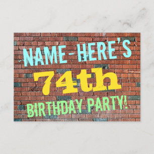 Brick Wall Graffiti 74. Geburtstag + Name Einladung