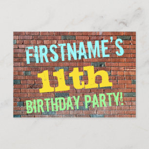Brick Wall Graffiti Inspiriert 11. Geburtstag + Na Einladung