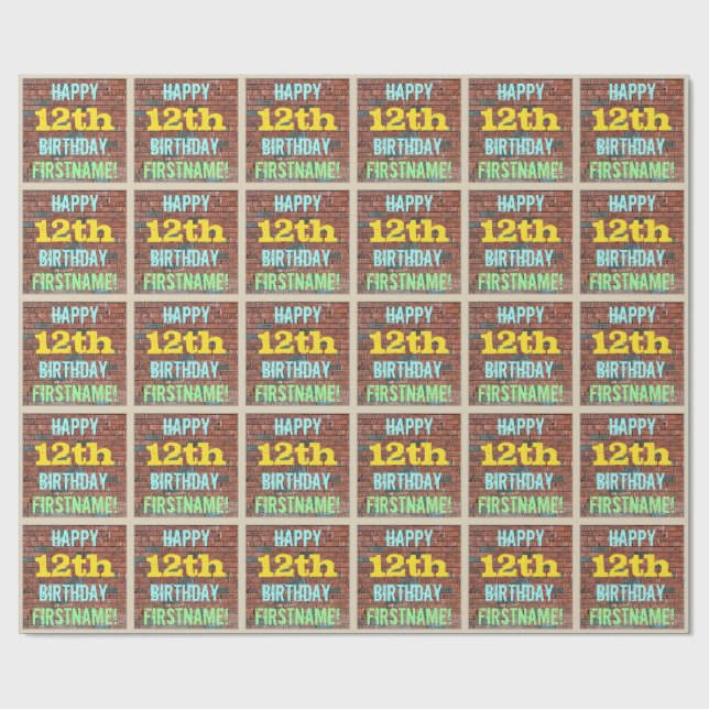 Brick Wall Graffiti Inspiriert 12. Geburtstag + Na Geschenkpapier (Flach)