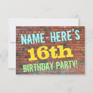 Brick Wall Graffiti Inspiriert 16. Geburtstag + Na Einladung
