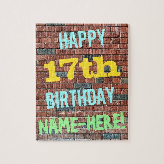 Brick Wall Graffiti Inspiriert 17. Geburtstag + Na Puzzle (Vertikal)