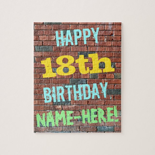 Brick Wall Graffiti Inspiriert 18. Geburtstag + Na Puzzle (Vertikal)