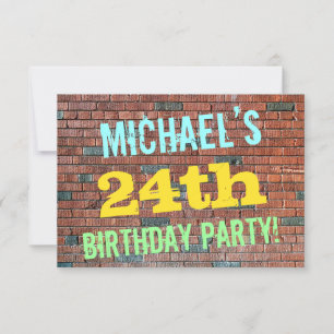 Brick Wall Graffiti Inspiriert 24. Geburtstag + Na Einladung