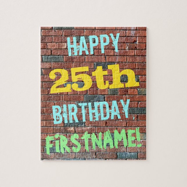 Brick Wall Graffiti Inspiriert 25. Geburtstag + Na Puzzle (Vertikal)