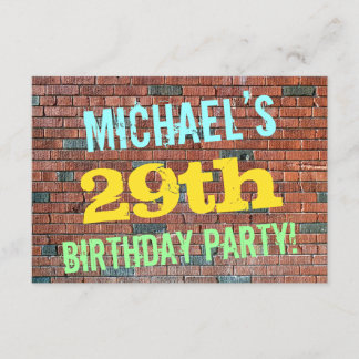 Brick Wall Graffiti Inspiriert 29. Geburtstag + Na Einladung