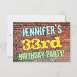 Brick Wall Graffiti Inspiriert 33. Geburtstag + Na Einladung