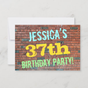 Brick Wall Graffiti Inspiriert 37. Geburtstag + Na Einladung