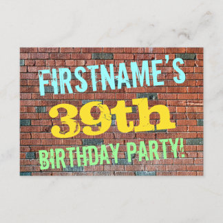 Brick Wall Graffiti Inspiriert 39. Geburtstag + Na Einladung