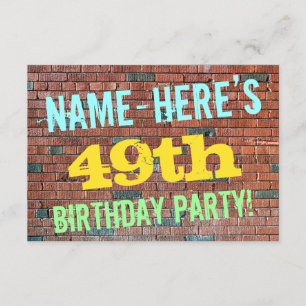 Brick Wall Graffiti Inspiriert 49. Geburtstag + Na Einladung