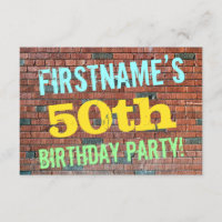 Brick Wall Graffiti Inspiriert 50. Geburtstag + Na