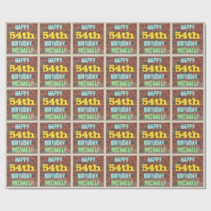Brick Wall Graffiti Inspiriert 54. Geburtstag + Na Geschenkpapier