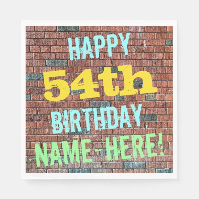 Brick Wall Graffiti Inspiriert 54. Geburtstag + Na Serviette (Vorderseite)