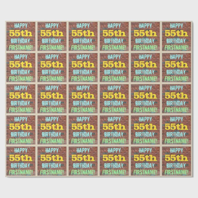 Brick Wall Graffiti Inspiriert 55. Geburtstag + Na Geschenkpapier (Flach)