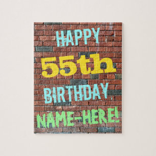 Brick Wall Graffiti Inspiriert 55. Geburtstag + Na Puzzle