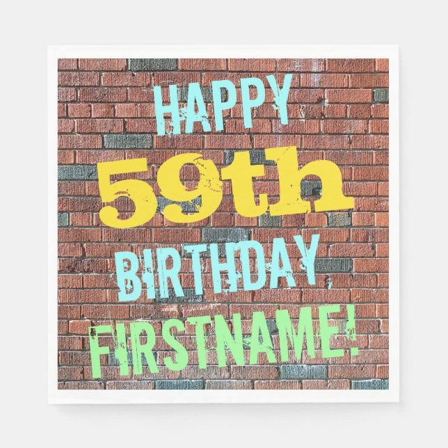 Brick Wall Graffiti Inspiriert 59. Geburtstag + Na Serviette (Vorderseite)