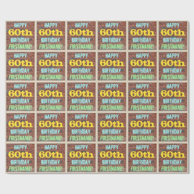 Brick Wall Graffiti Inspiriert 60. Geburtstag + Na Geschenkpapier (Flach)