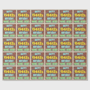 Brick Wall Graffiti Inspiriert 64. Geburtstag + Na Geschenkpapier