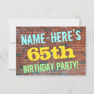 Brick Wall Graffiti Inspiriert 65. Geburtstag + Na Einladung
