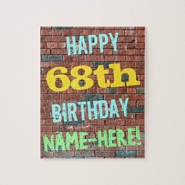 Brick Wall Graffiti Inspiriert 68. Geburtstag + Na Puzzle (Vertikal)