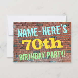 Brick Wall Graffiti Inspiriert 70. Geburtstag + Na Einladung