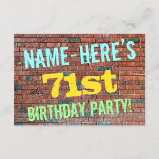 Brick Wall Graffiti Inspiriert 71. Geburtstag + Na Einladung