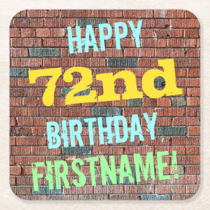 Brick Wall Graffiti Inspiriert 72. Geburtstag + Na Rechteckiger Pappuntersetzer