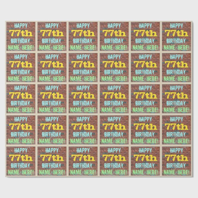 Brick Wall Graffiti Inspiriert 77. Geburtstag + Na Geschenkpapier (Flach)