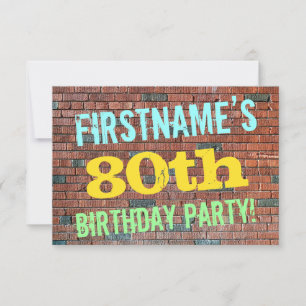 Brick Wall Graffiti Inspiriert 80. Geburtstag + Na Einladung