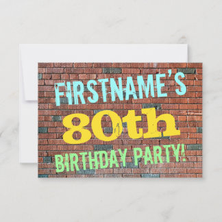 Brick Wall Graffiti Inspiriert 80. Geburtstag + Na Einladung