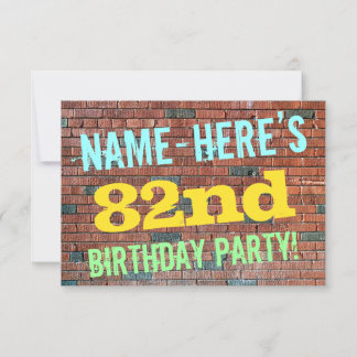 Brick Wall Graffiti Inspiriert 82. Geburtstag + Na Einladung