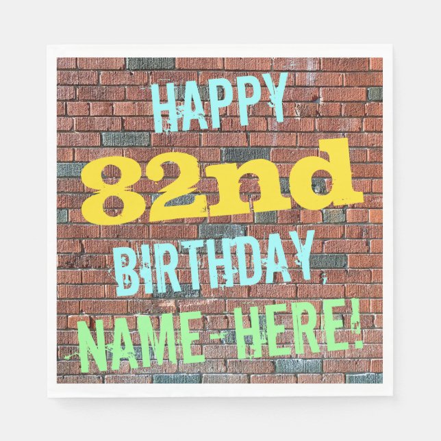 Brick Wall Graffiti Inspiriert 82. Geburtstag + Na Serviette (Vorderseite)