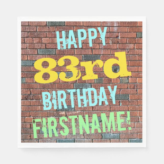 Brick Wall Graffiti Inspiriert 83. Geburtstag + Na Serviette (Vorderseite)
