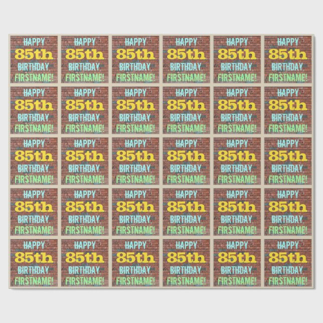 Brick Wall Graffiti Inspiriert 85. Geburtstag + Na Geschenkpapier (Flach)